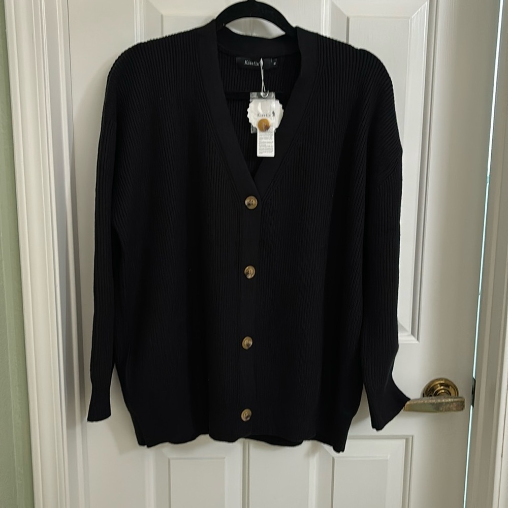 NWT Kissfix Oversized Cardigan Ribbed Black small knit